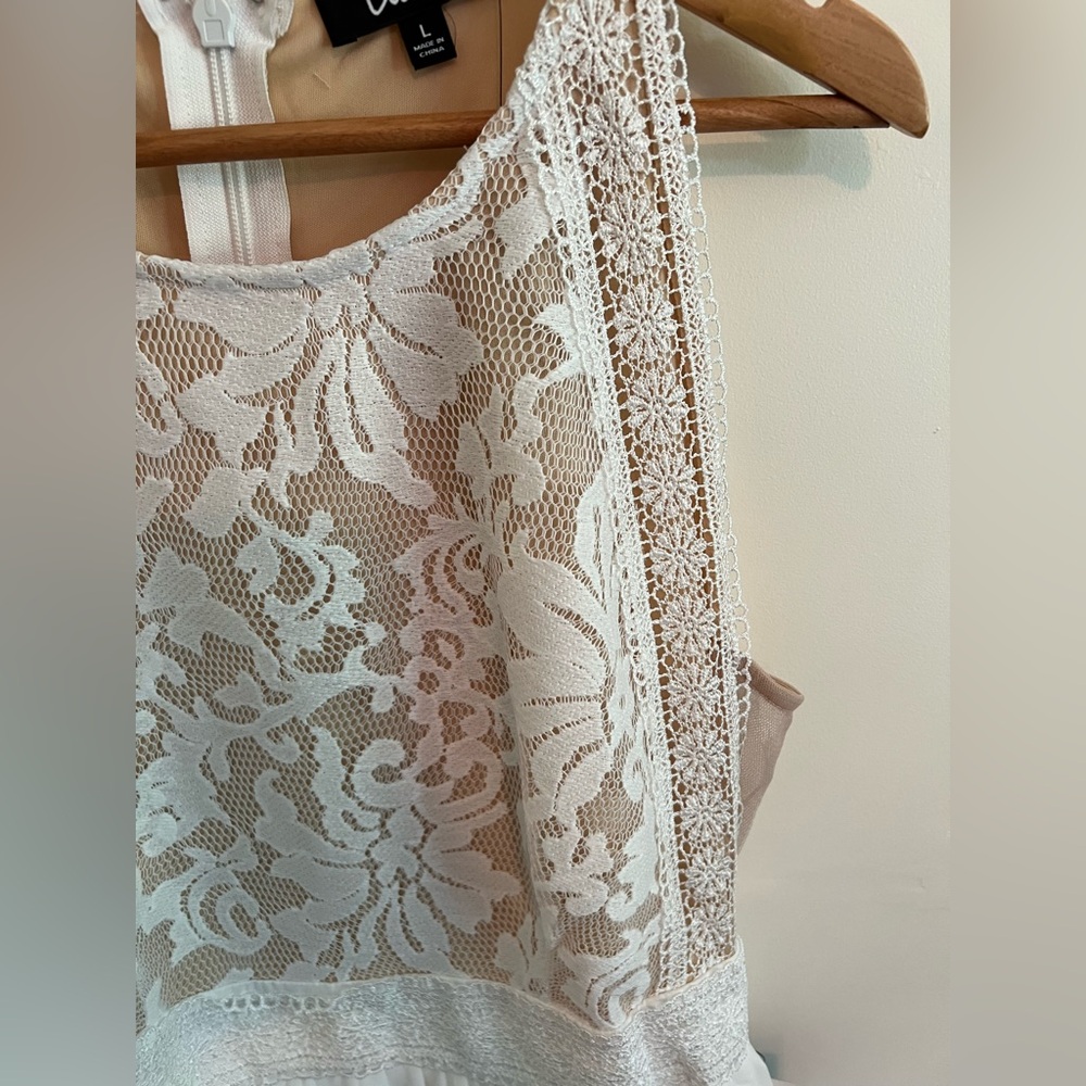 Lulus Forever and Always White Lace Maxi Dress Bridal Wedding Large NWT - Picture 7 of 14